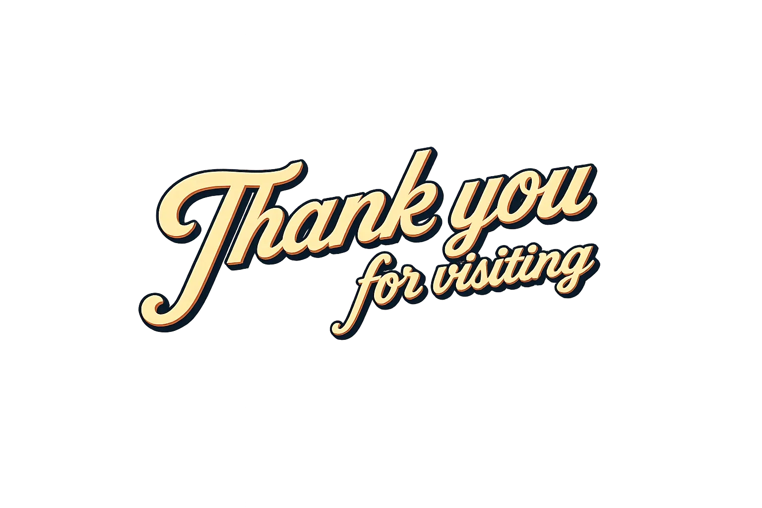 Isolated cream and navy vintage script lettering reading Thank you for visiting.